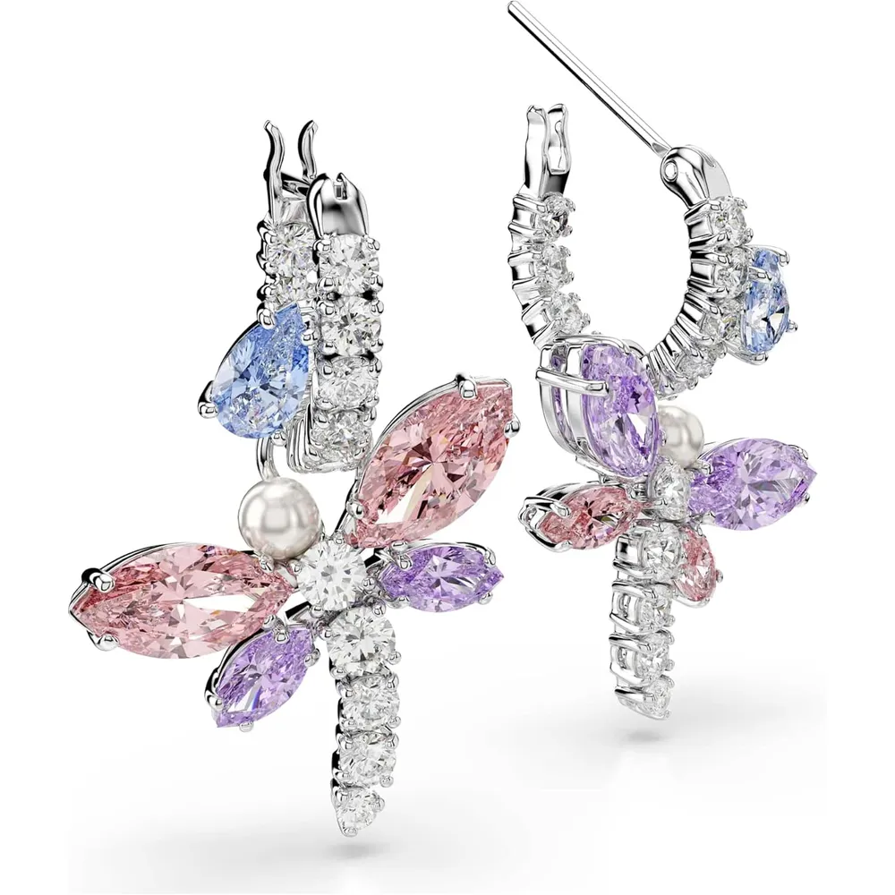 SWAROVSKI ARETES ARO LIBÉLULA PAVÉ CRISTALES PERLA PARA MUJER | MULTICOLOR