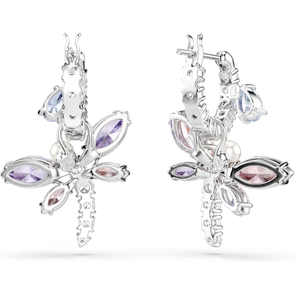 SWAROVSKI ARETES ARO LIBÉLULA PAVÉ CRISTALES PERLA PARA MUJER | MULTICOLOR