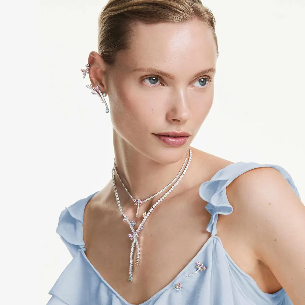 SWAROVSKI ARETES ARO LIBÉLULA PAVÉ CRISTALES PERLA PARA MUJER | MULTICOLOR