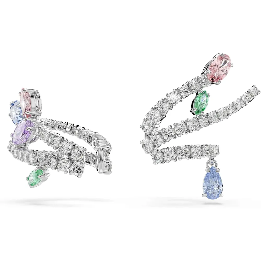 SWAROVSKI ARETES EAR CUFF CRISTALES ZIRCONIA ACABADO RODIO PARA MUJER | MULTICOLOR