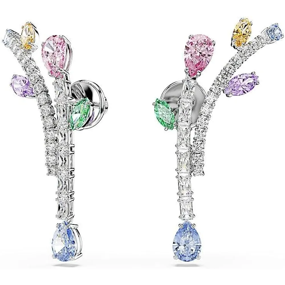 b0fy3vqytd_1_webp.webp SWAROVSKI ARETES COLGANTES FLORAL ACABADO RODIO PARA MUJER | MULTICOLOR
