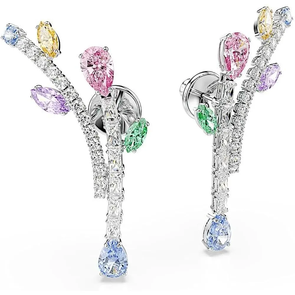 b0fy3vqytd_2_webp.webp SWAROVSKI ARETES COLGANTES FLORAL ACABADO RODIO PARA MUJER | MULTICOLOR