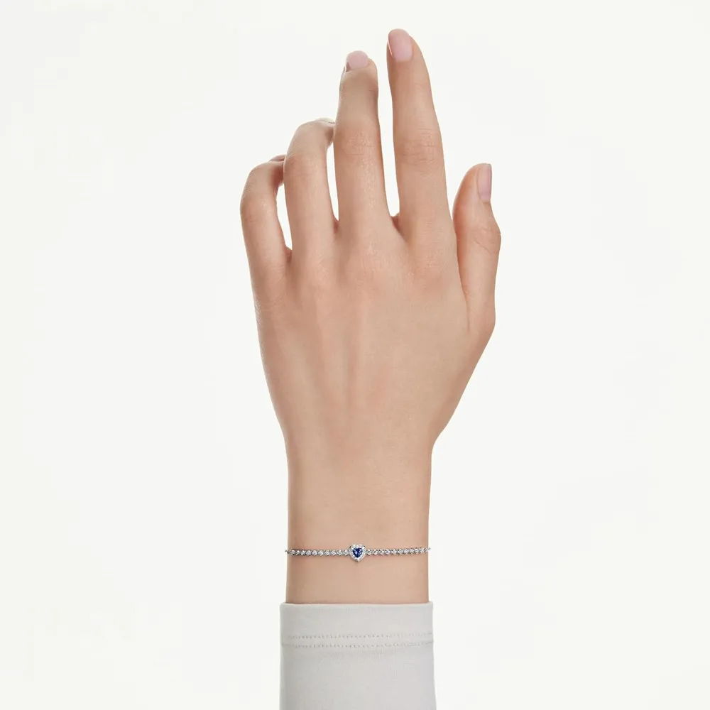 SWAROVSKI PULSERA CORAZÓN ACABADO RODIO PARA MUJER | PLATEADO/AZUL