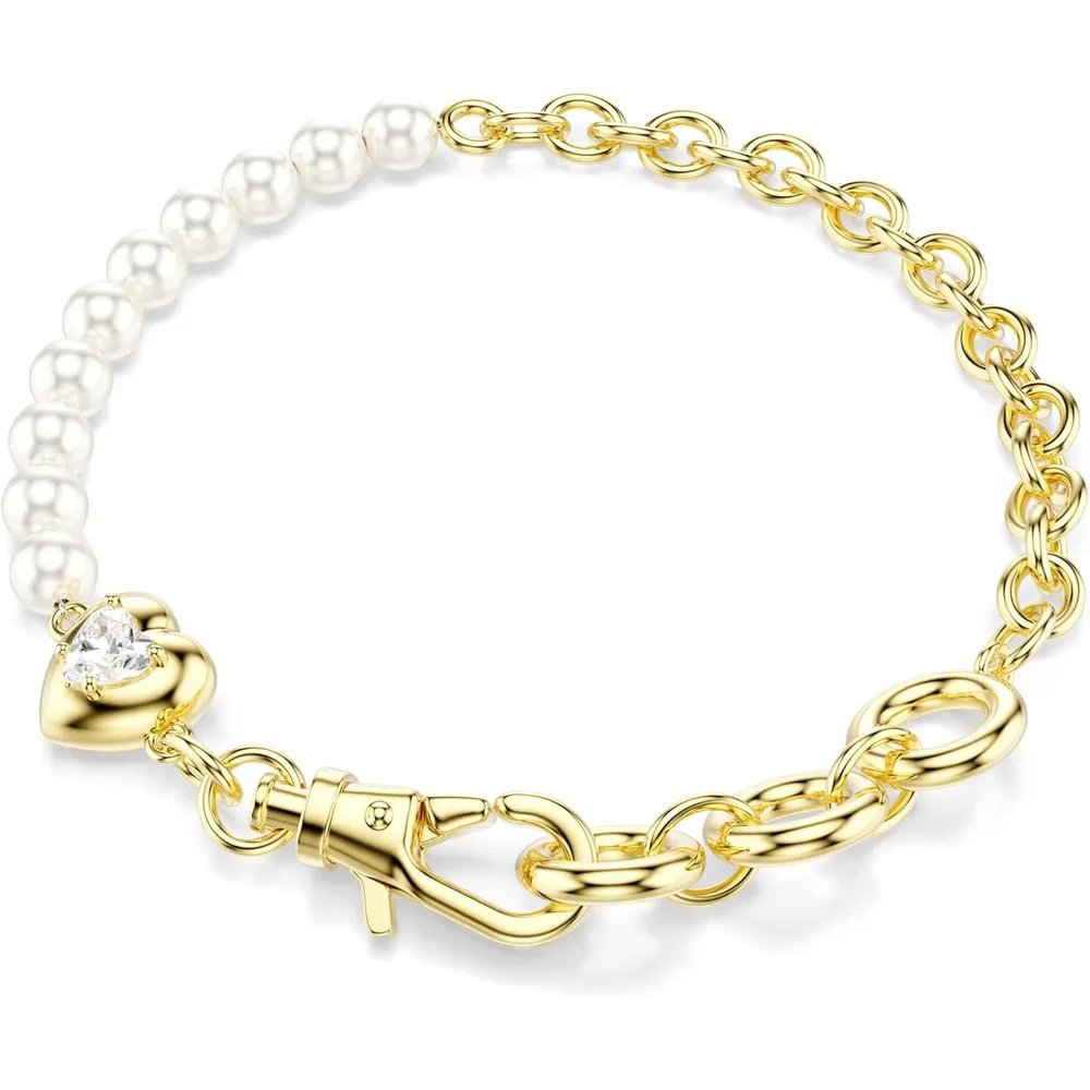 SWAROVSKI PULSERA CORAZÓN PERLA ACABADO ORO PARA MUJER | DORADO/BLANCO