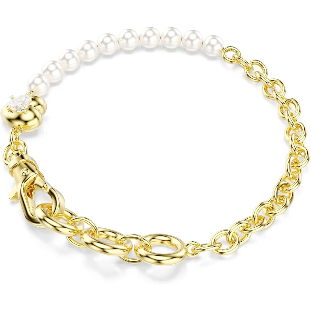 SWAROVSKI PULSERA CORAZÓN PERLA ACABADO ORO PARA MUJER | DORADO/BLANCO