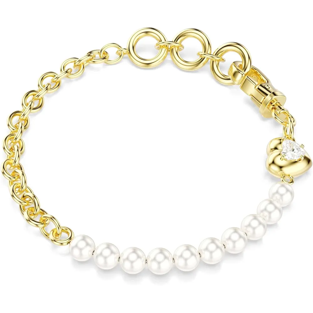 SWAROVSKI PULSERA CORAZÓN PERLA ACABADO ORO PARA MUJER | DORADO/BLANCO