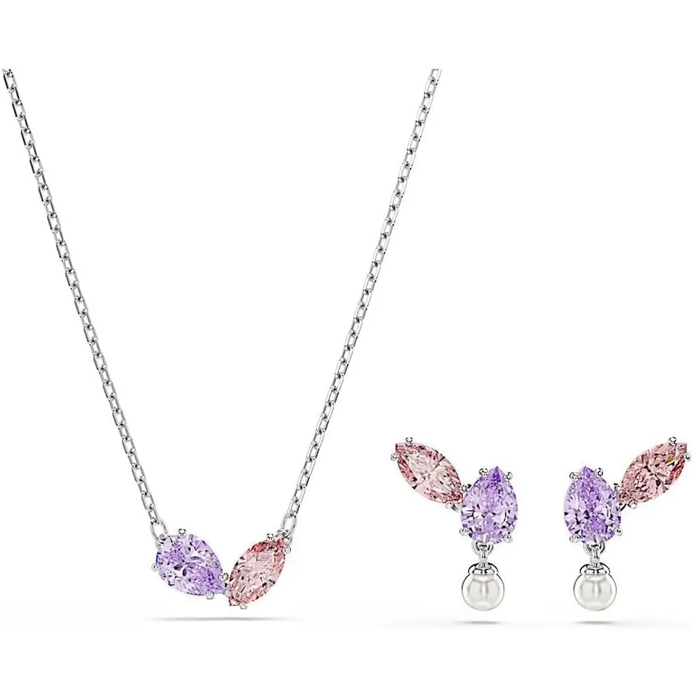 SWAROVSKI CONJUNTO JOYERÍA CRISTALES MULTICOLOR ACABADO RODIO PARA MUJER | MULTICOLOR