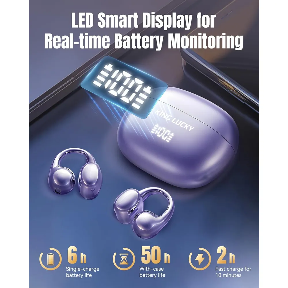 AUDÍFONOS INALÁMBRICOS KING LUCKY GEN 3 CLIP BLUETOOTH 6.0 | MORADO