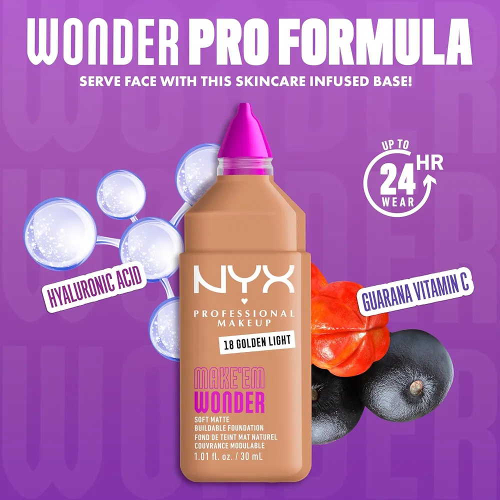NYX Make 'em Wonder Base Líquida | 18 Golden Light