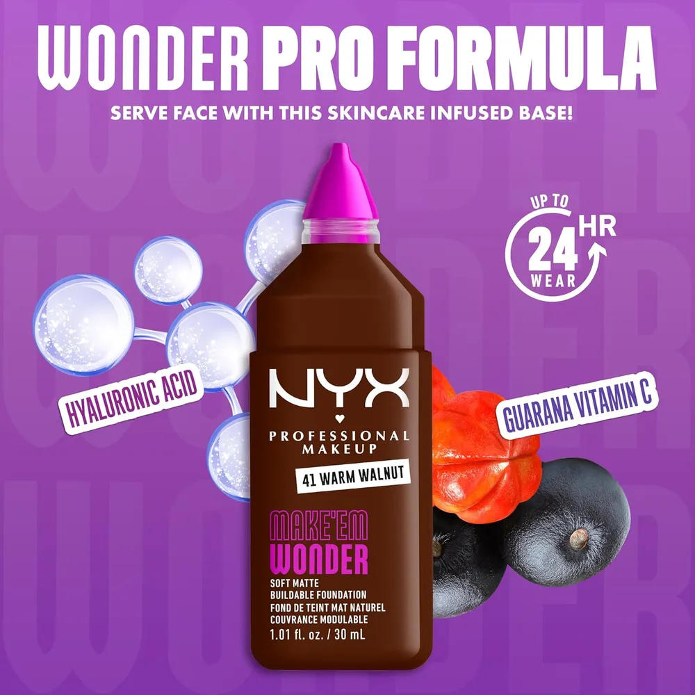 NYX Make 'em Wonder Base Líquida | 41 Warm Walnut