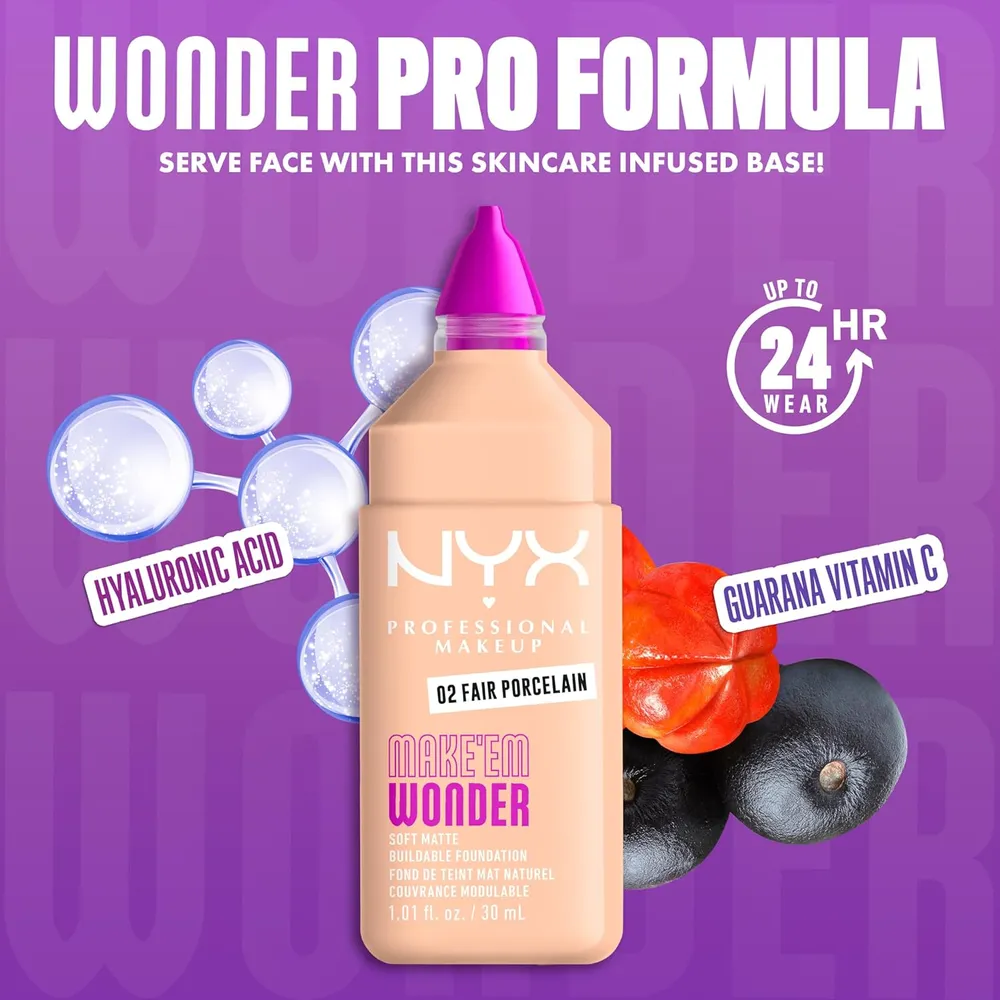 NYX Make 'em Wonder Base Líquida | 02 Fair Porcelain