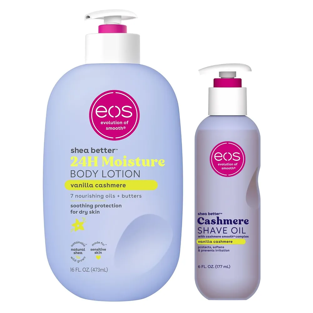 EOS Shea Better set loción corporal y aceite para afeitar | Vanilla Cashmere