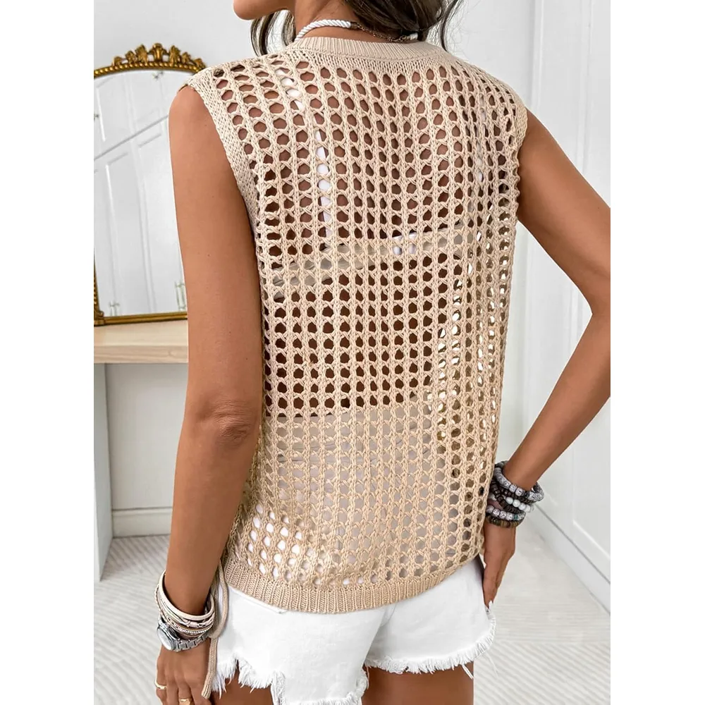 TOP TEJIDO DE VERANO PARA MUJER SIDEFEEL | BEIGE