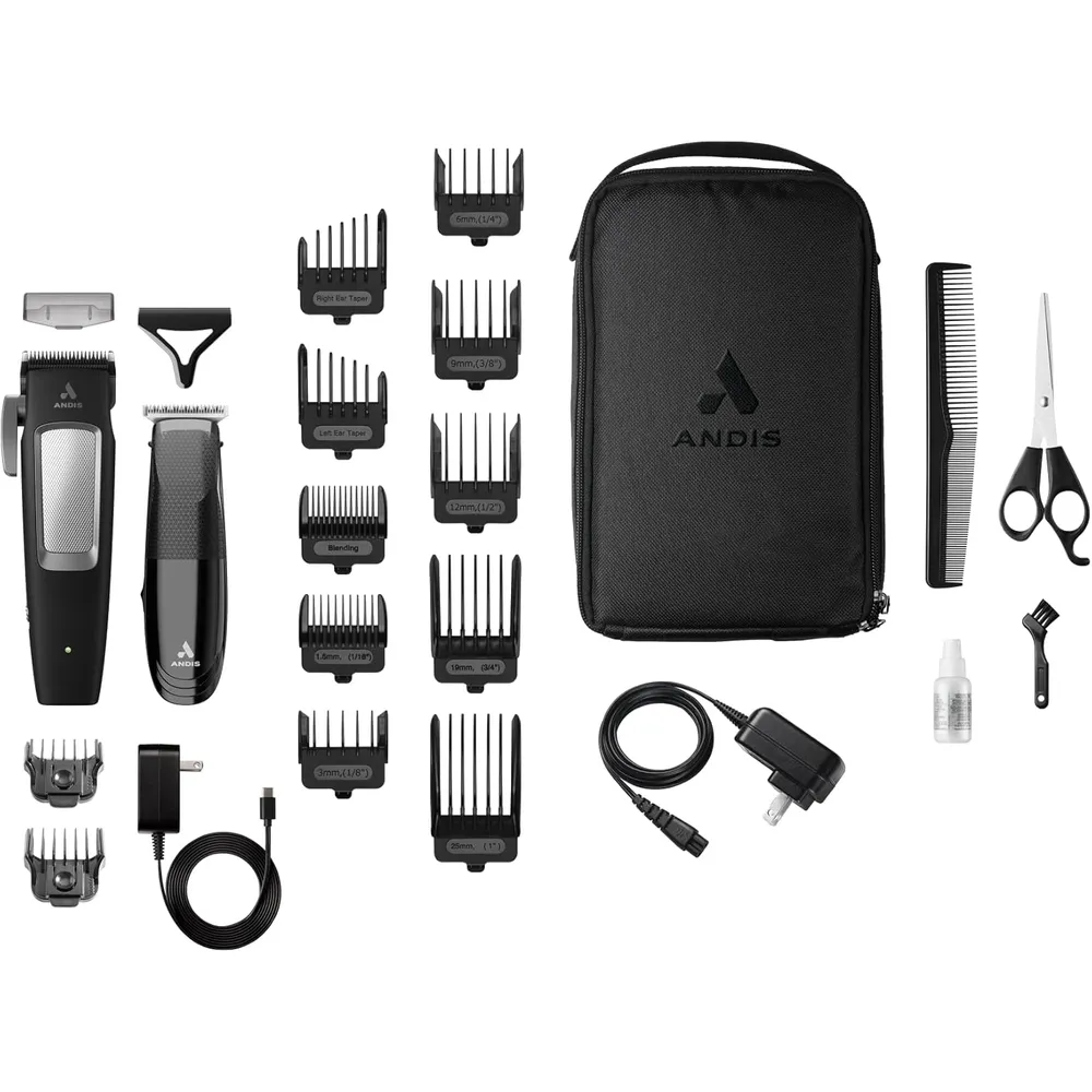 CORTADORA DE CABELLO ANDIS INCRED 561506 INALÁMBRICA KIT 23 PZS | NEGRO