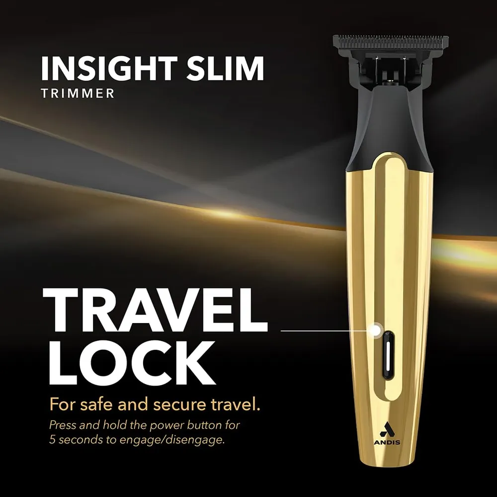 RECORTADORA DE CABELLO ANDIS INSIGHT SLIM 562442 INALÁMBRICA KIT 9 PZS | DORADO