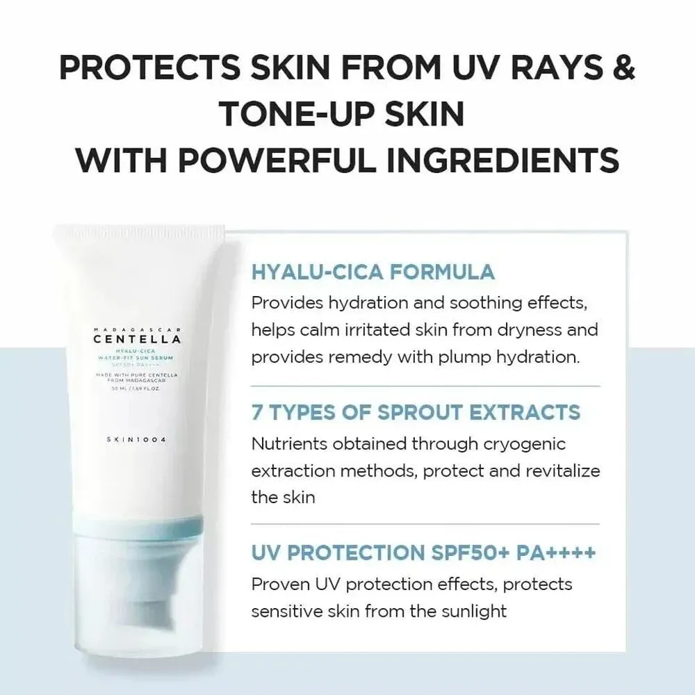 PACK 2 PROTECTOR SOLAR FACIAL HYALU-CICA SPF 50 HIDRATANTE SKIN1004 | 1.69 OZ / 50 ML