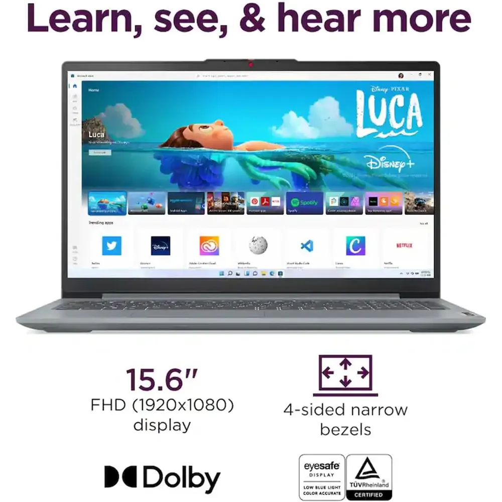 LAPTOP IDEAPAD SLIM 3I I3-N305 LENOVO 15.6" 128GB SSD 8GB RAM W11 S - TECLADO INGLÉS | ARCTIC GRAY