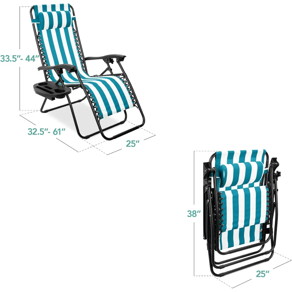 Juego de 2 sillones reclinables con portavasos Best Choice Products | Peacock Striped