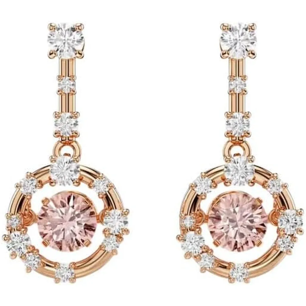SWAROVSKI ARETES DROP CONSTELLA PARA MUJER | ROSADO / DORADO