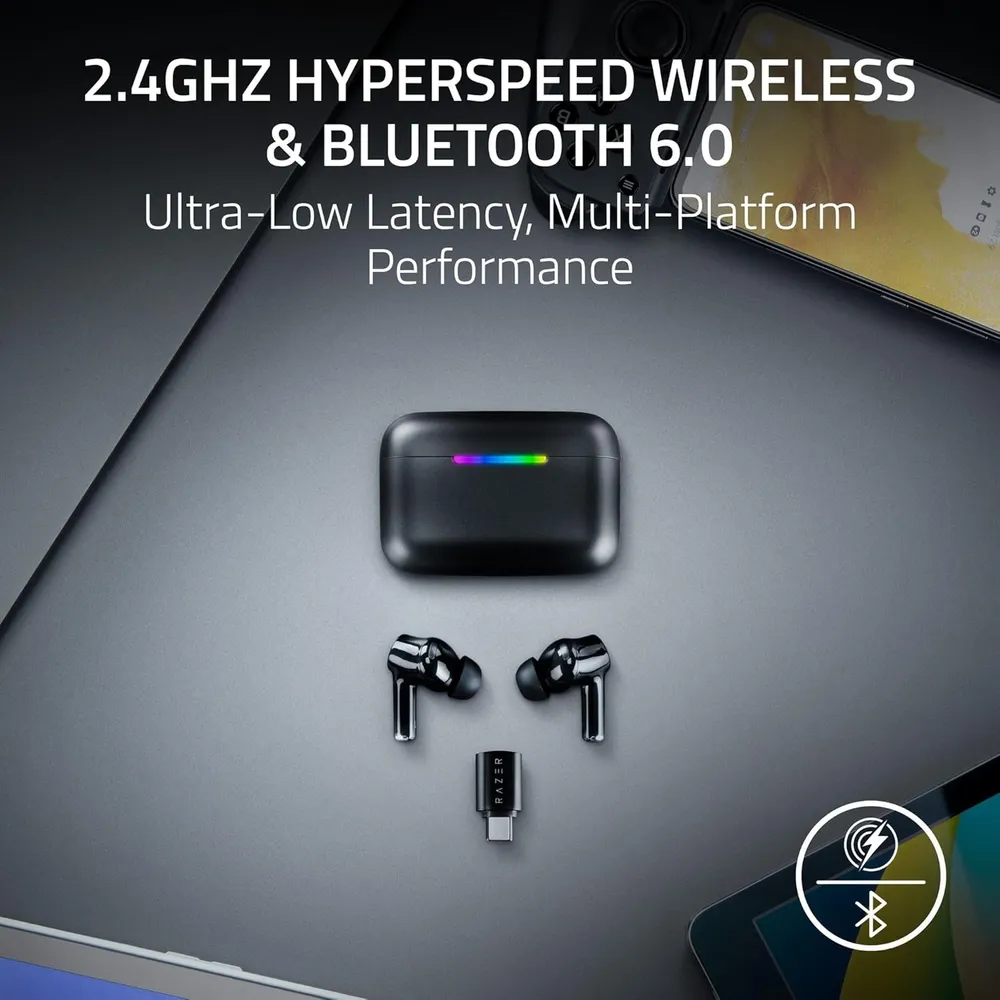 AUDÍFONOS INALÁMBRICOS HAMMERHEAD V3 HYPERSPEED RAZER | NEGRO