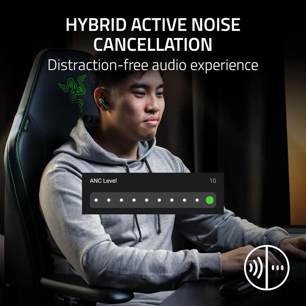 AUDÍFONOS INALÁMBRICOS HAMMERHEAD V3 HYPERSPEED RAZER | NEGRO