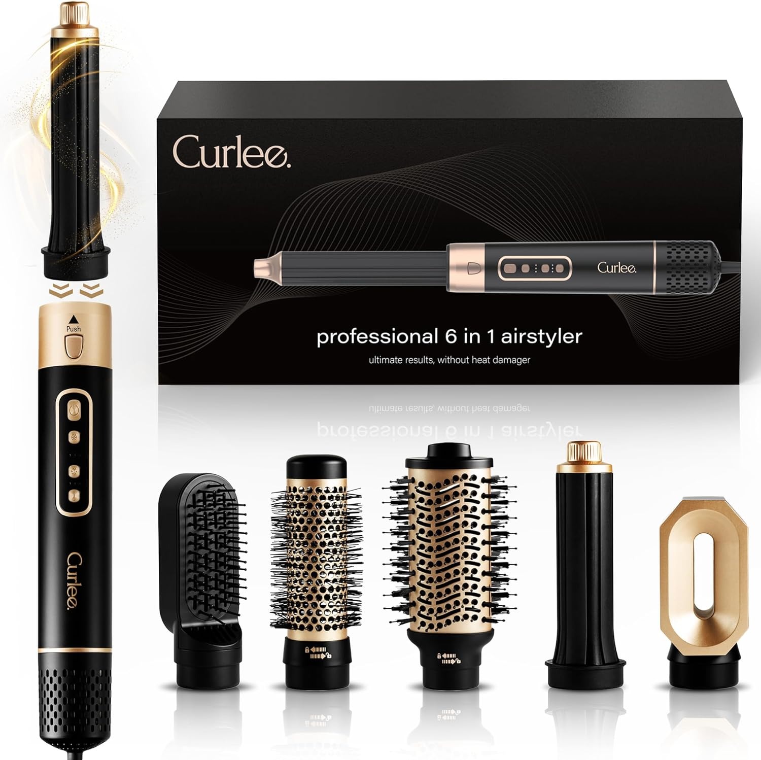 CEPILLO SECADOR VOLUMINIZADOR Y ALISADOR DE PELO 6 EN 1 CURLEE | NEGRO ONIX