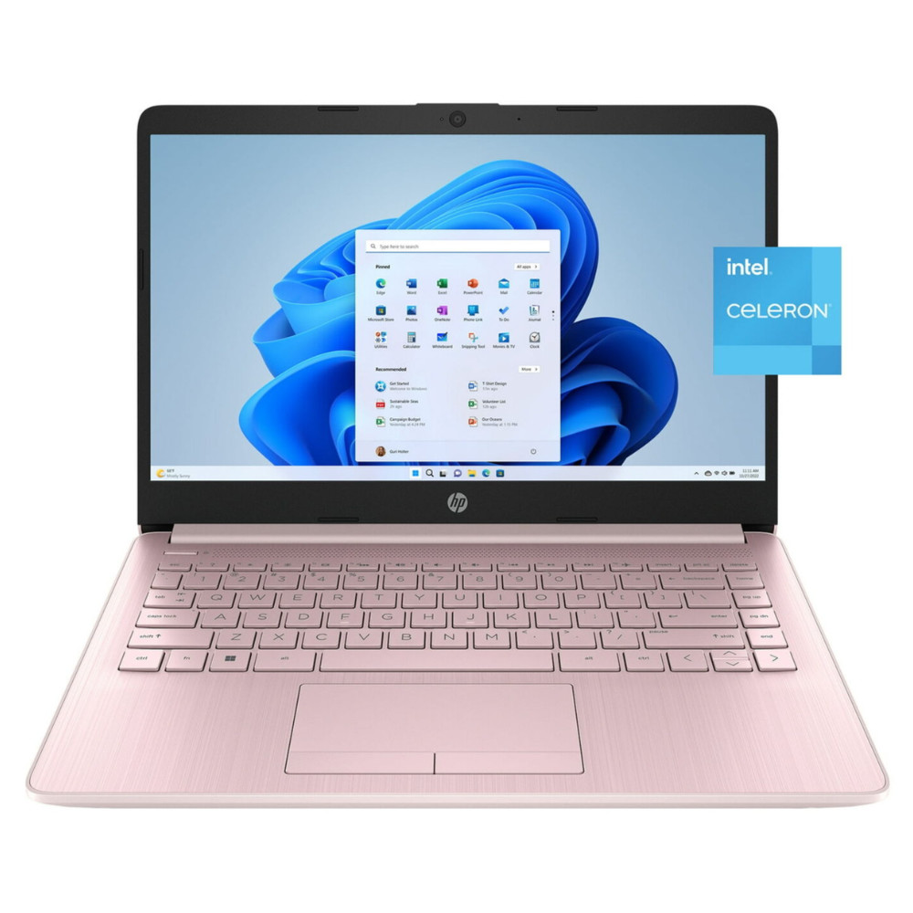 (REACONDICIONADO) LAPTOP HP 14" HD INTEL CELERON 4GB RAM 64GB SSD - TECLADO INGLÉS | ROSA INTENSO