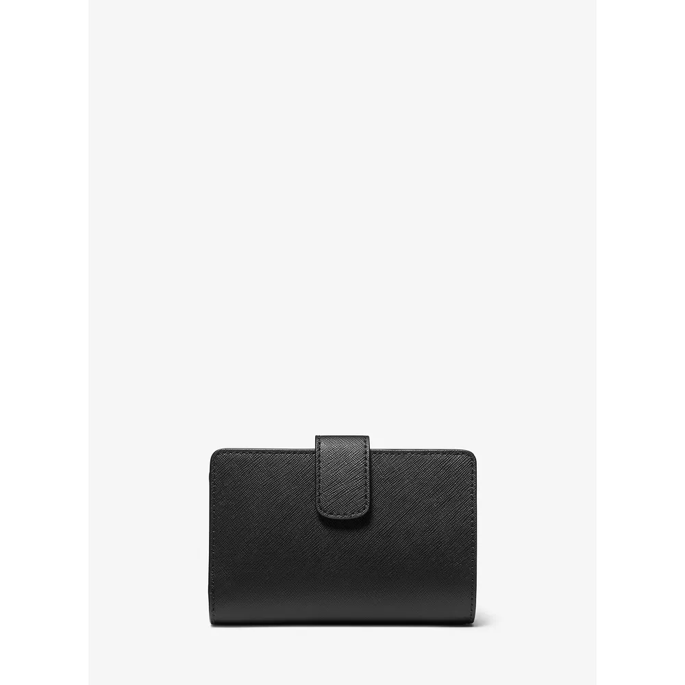 Michael Kors Cartera mediana de piel de grano cruzado | Negro