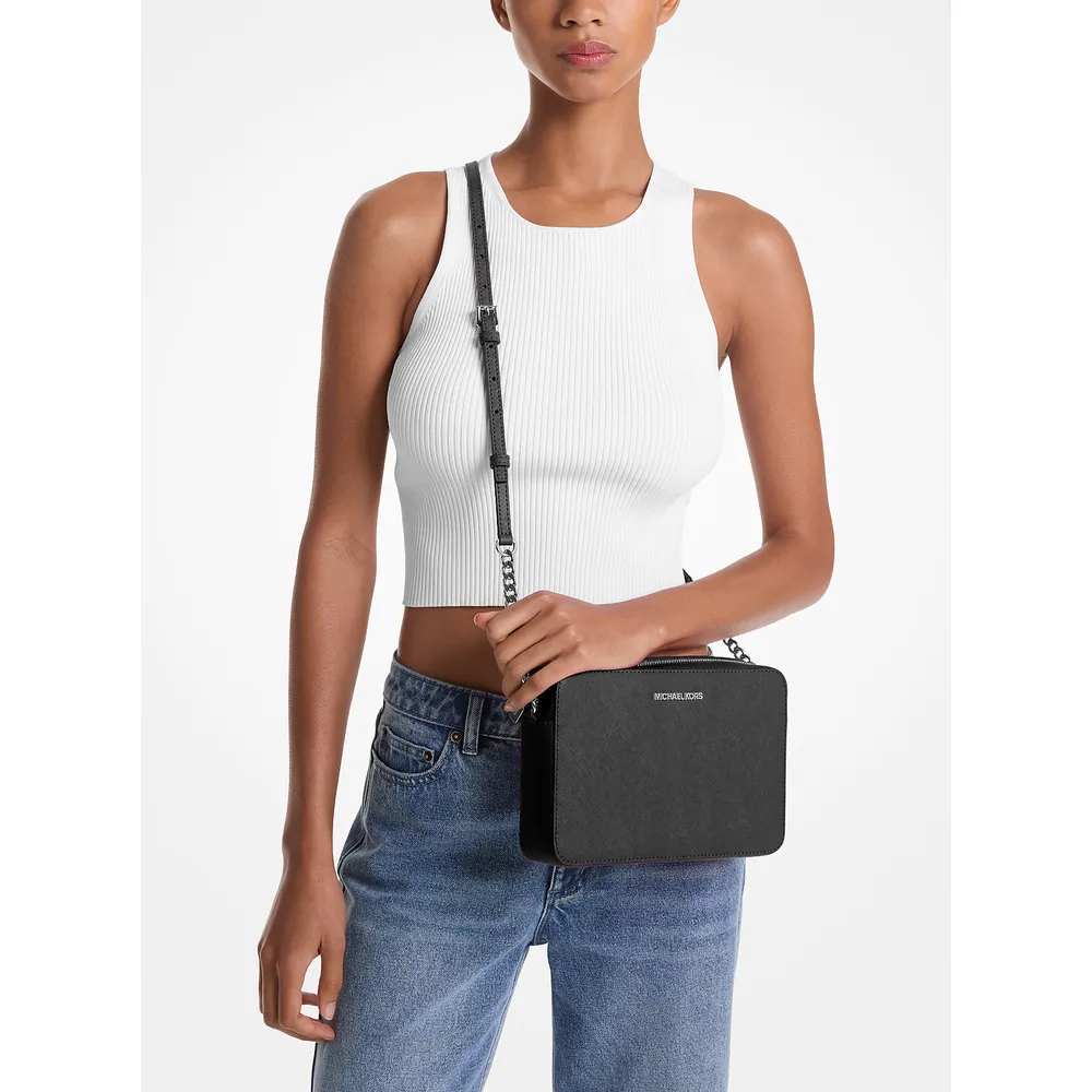 Michael Kors Bolso bandolera grande Jet Set de piel saffianos | Black