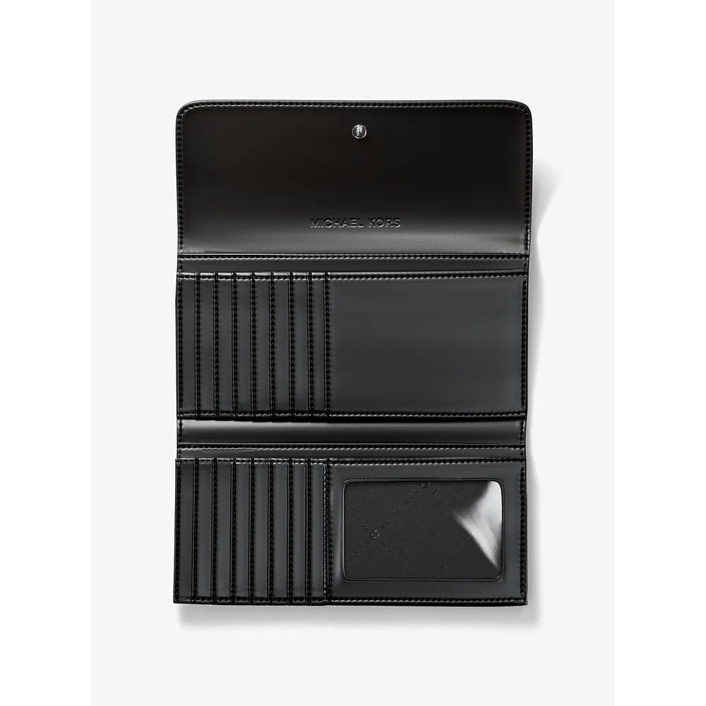 Michael Kors Cartera grande de tres pliegues con logotipo de Jet Set | Negro