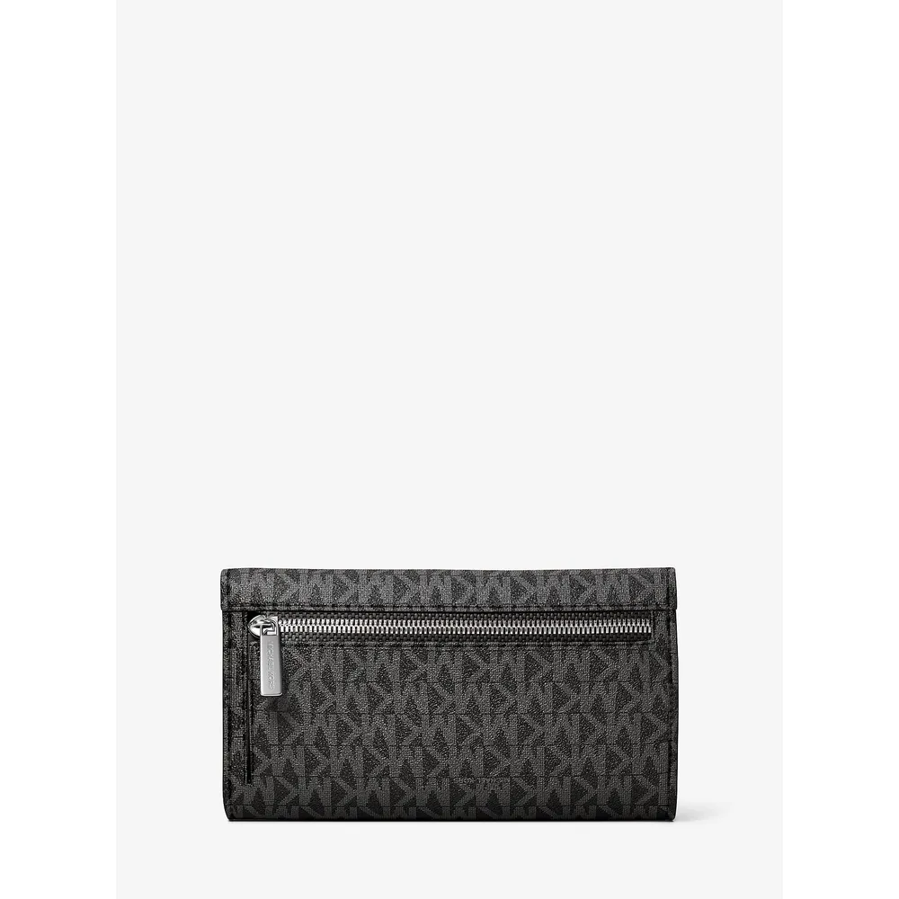 Michael Kors Cartera grande de tres pliegues con logotipo de Jet Set | Negro