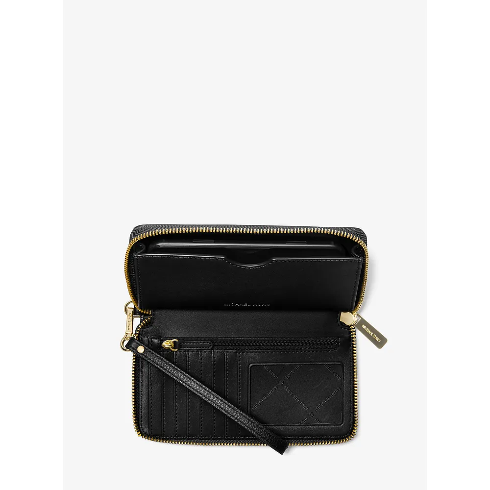 Michael Kors Bolso de mano grande de cuero granulado para smartphone | Negro