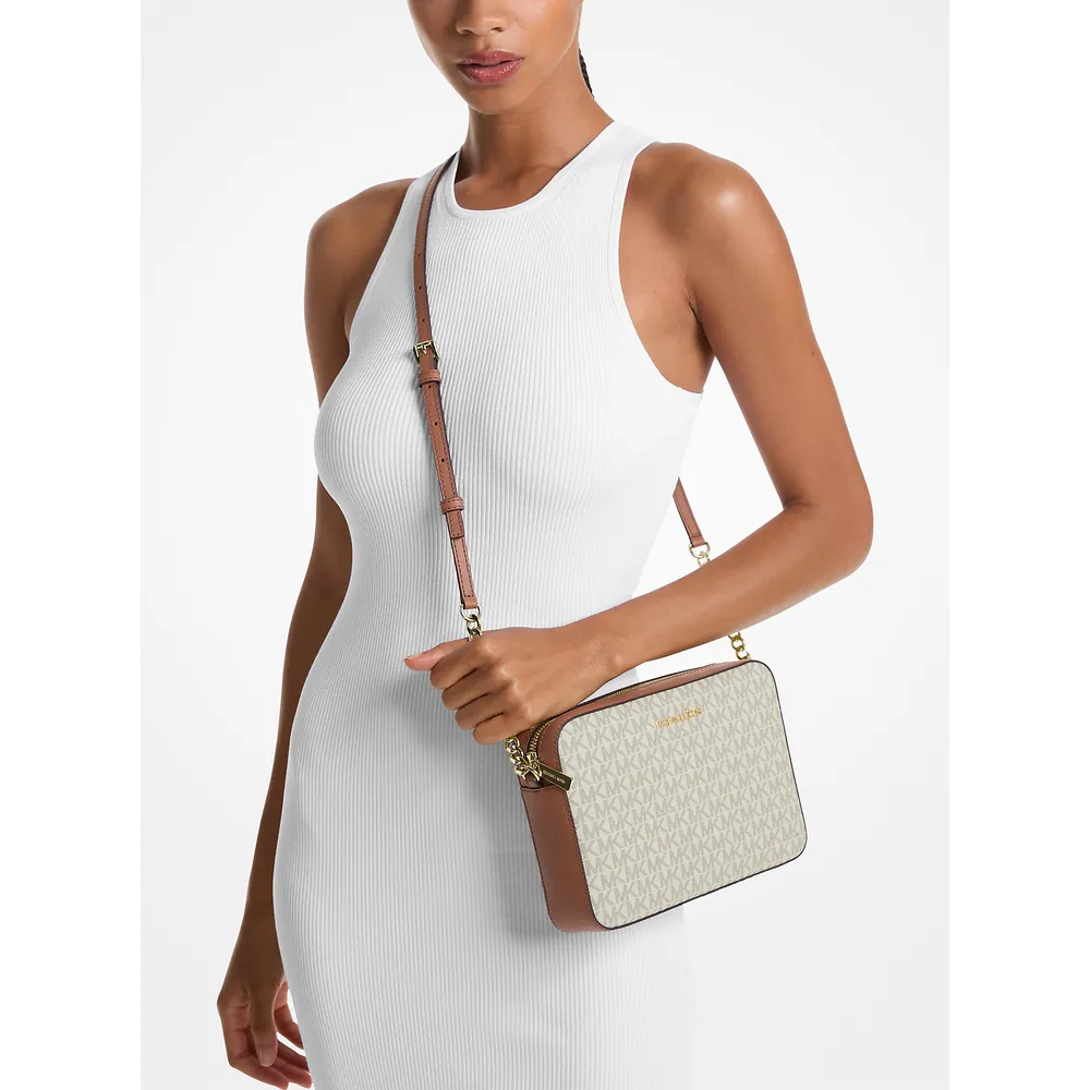 Michael Kors Bolso bandolera grande con logotipo estampado Jet Set | Vainilla