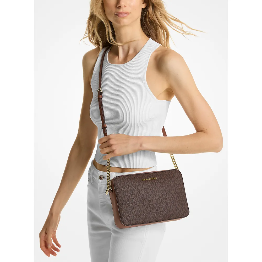 Michael Kors Bolso bandolera grande con logotipo estampado Jet Set | Marrón