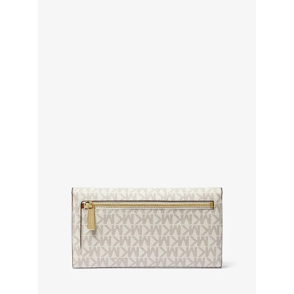Michael Kors Cartera grande con tres pliegues y logotipo de Jet Set | Vainilla