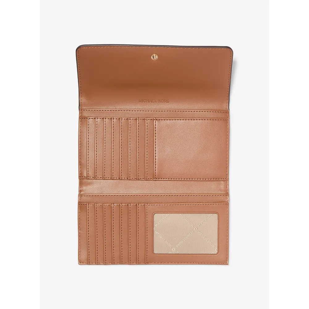 Michael Kors Cartera grande con tres pliegues y logotipo de Jet Set | Marrón