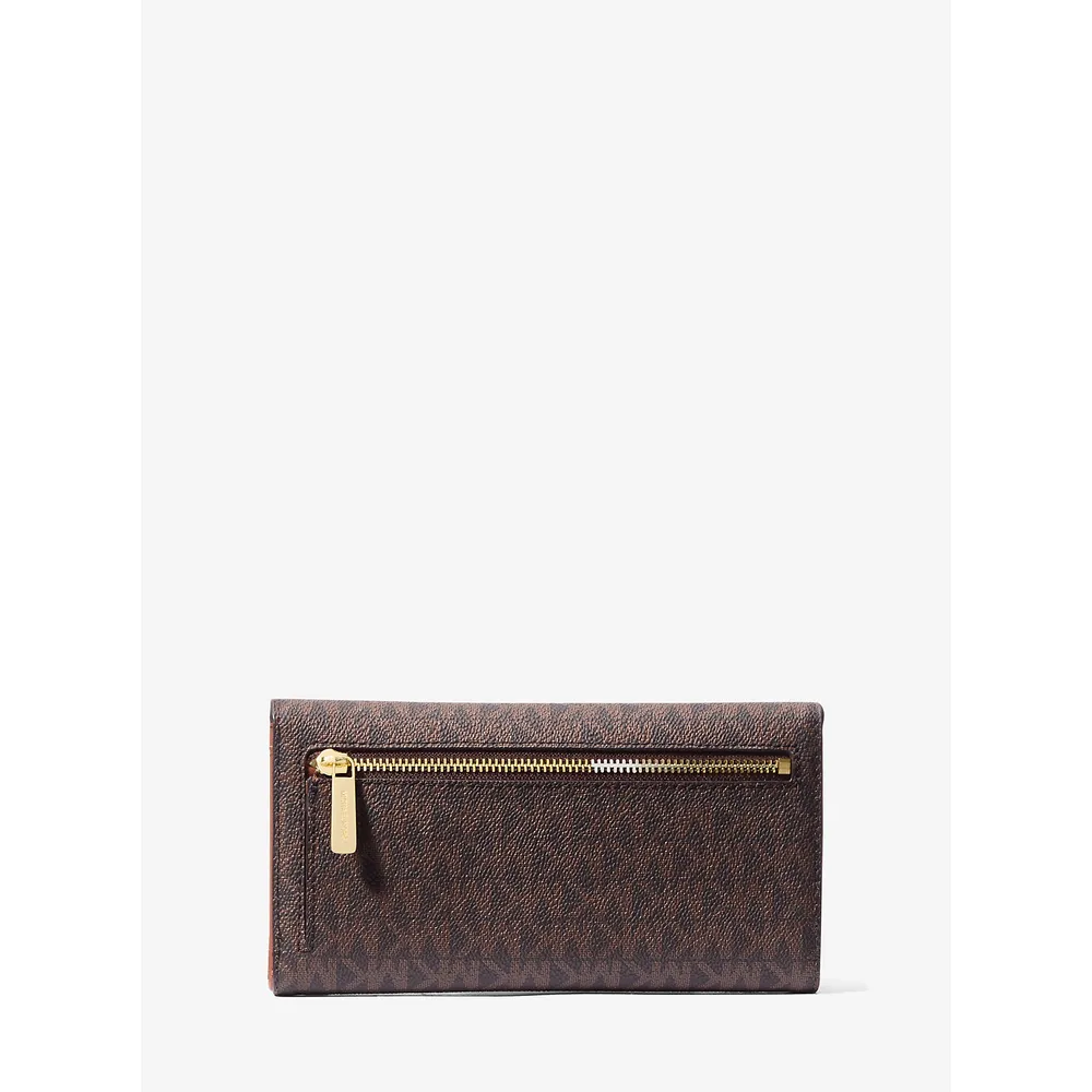 Michael Kors Cartera grande con tres pliegues y logotipo de Jet Set | Marrón