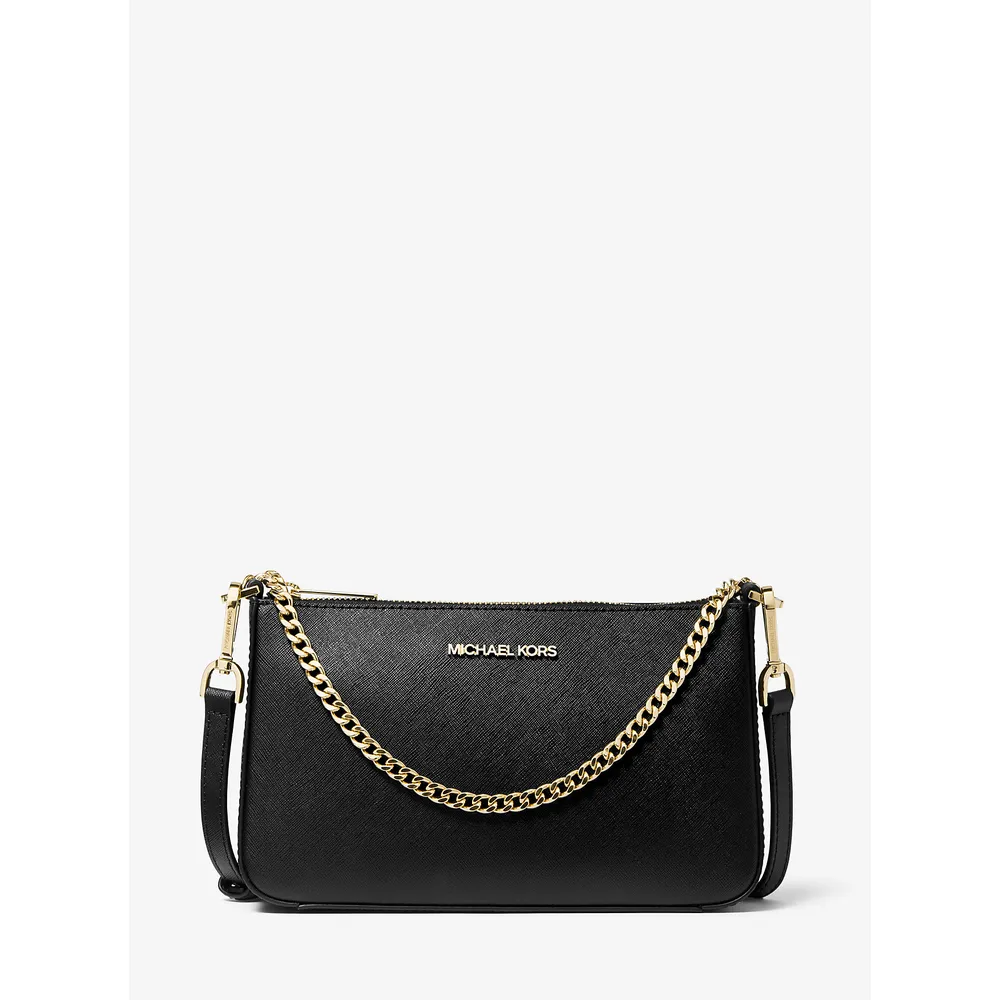 Michael Kors Bolso bandolera mediano Jet Set de piel saffianos | Negro