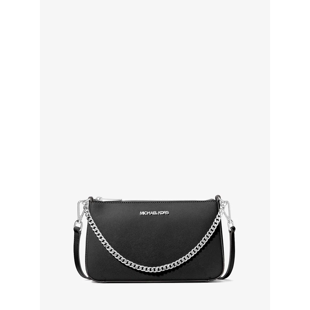 Michael Kors Bolso bandolera mediano Jet Set de piel saffiano | Negro