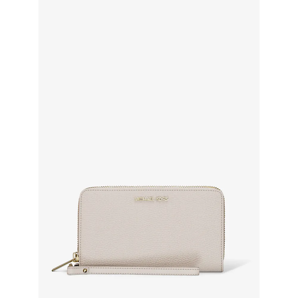 Michael Kors Bolso de mano grande de cuero granulado para smartphone | Lt Cream