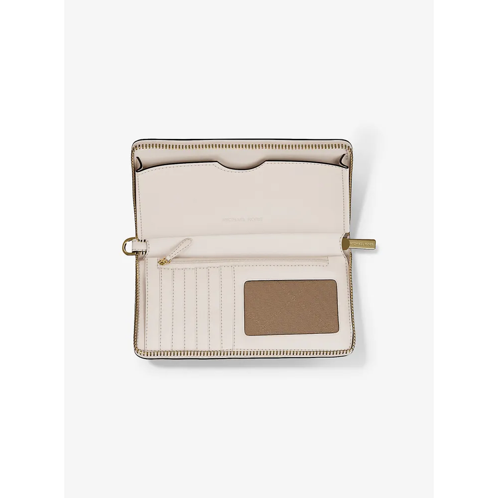 Michael Kors Bolso de mano grande de cuero granulado para smartphone | Lt Cream