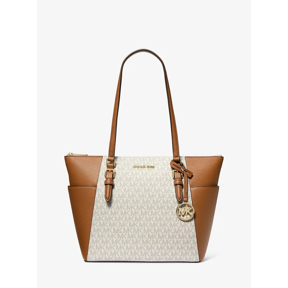 Michael Kors Bolso tote Charlotte grande de cuero | Vainilla