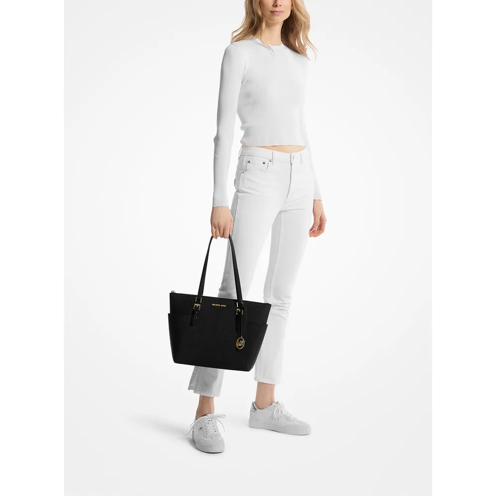 Michael Kors Bolso tote grande Charlotte de piel saffiano | Negro