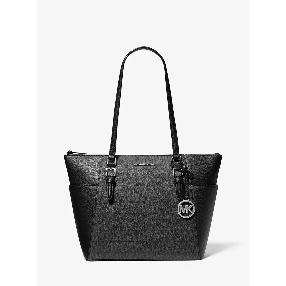 Michael Kors Bolso tote Charlotte grande de cuero | Negro