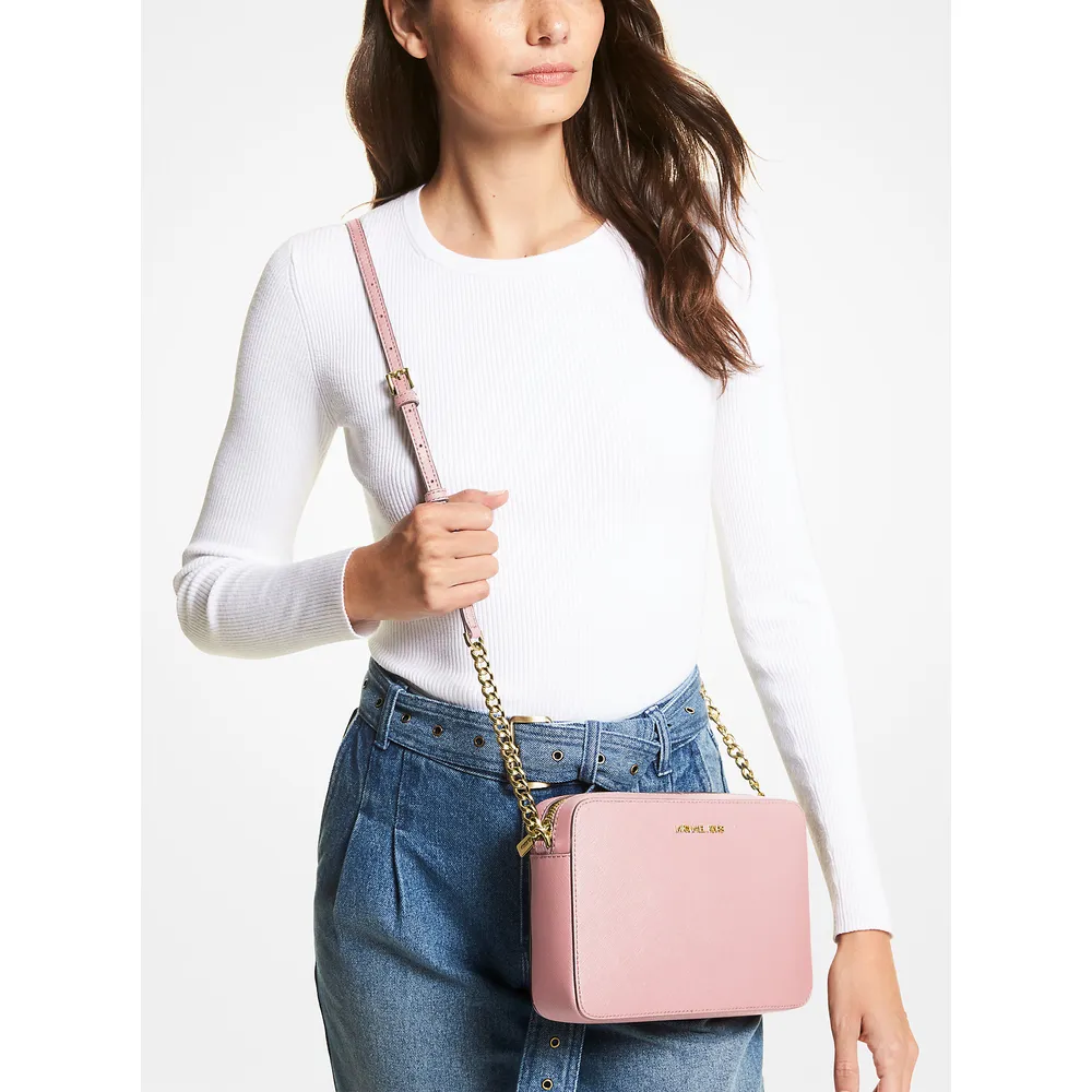 Michael Kors Bolso bandolera grande Jet Set de piel saffiano | Powder Blush
