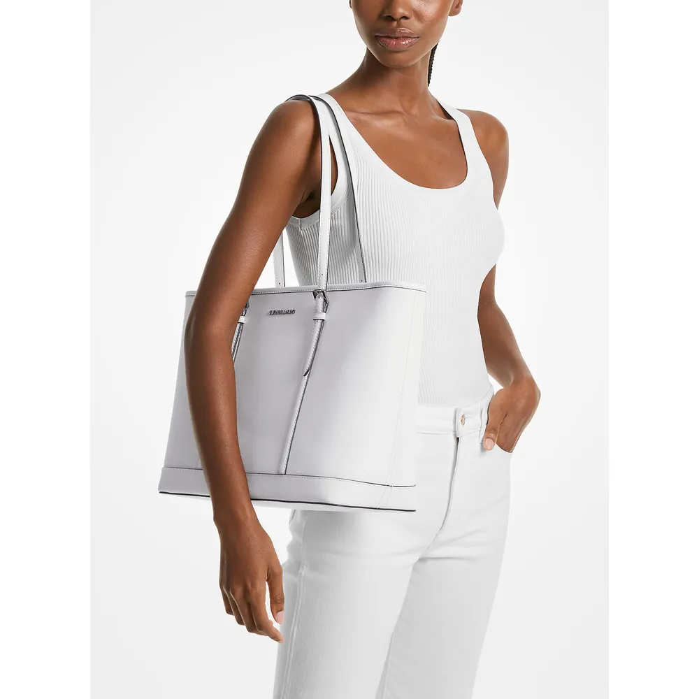 Michael Kors Bolso tote grande de piel saffiano Jet Set Travel | Blanco óptico