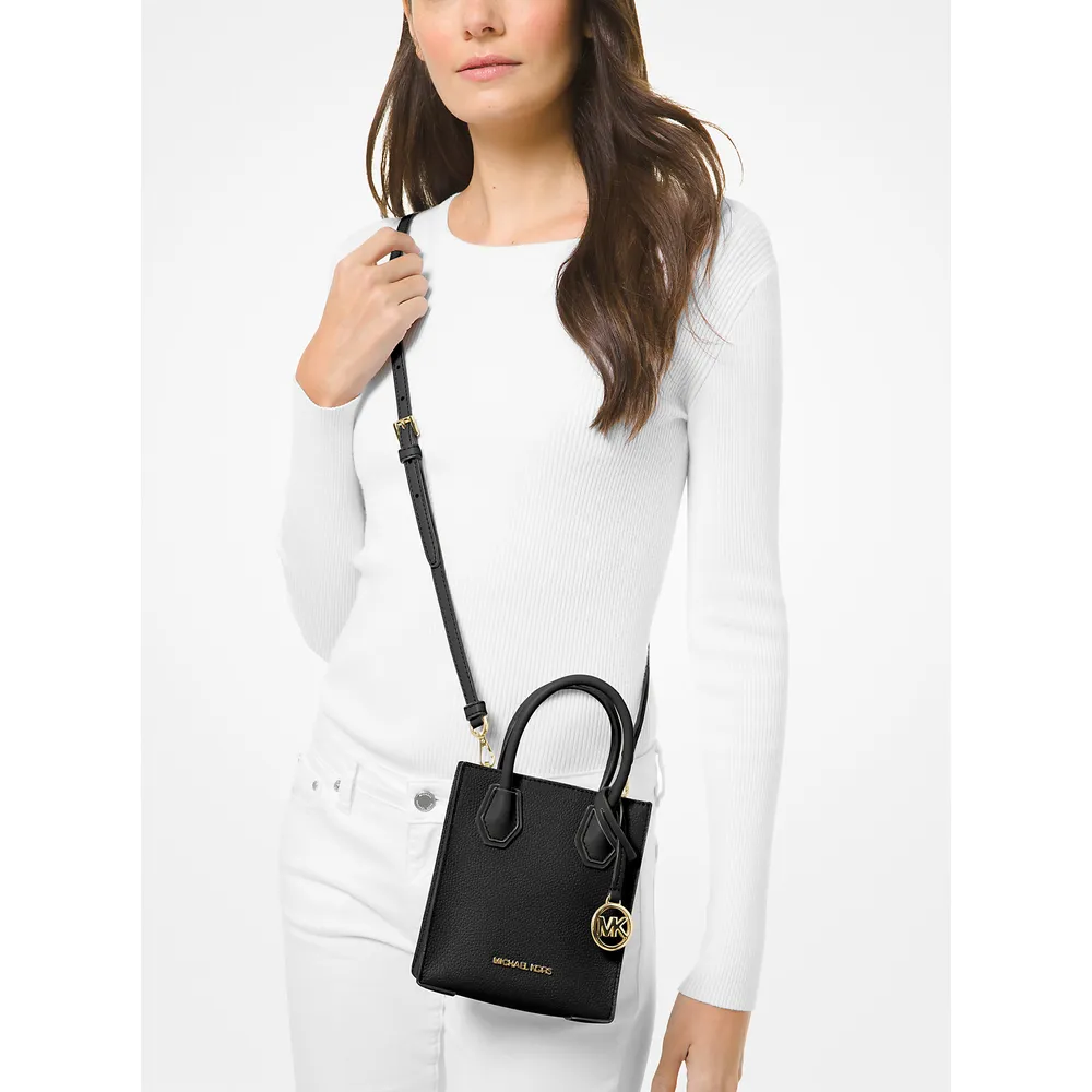 Michael Kors Bolso bandolera Mercer extrapequeño de piel granulada | Negro