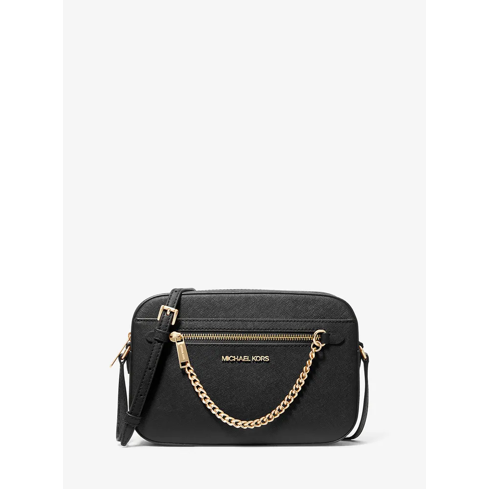 Michael Kors Bolso bandolera grande Jet Set de piel saffianos | Negro