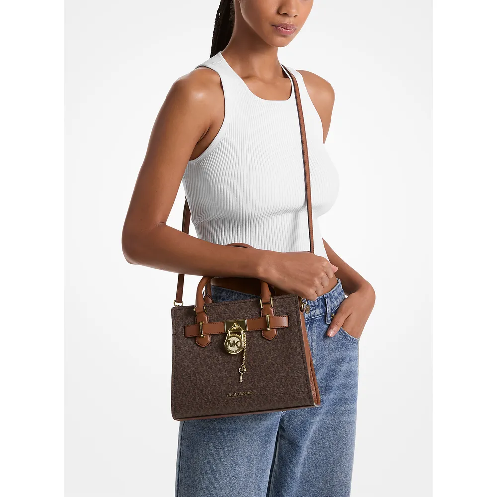 Michael Kors Bolso satchel pequeño con logotipo de Hamilton | Marrón