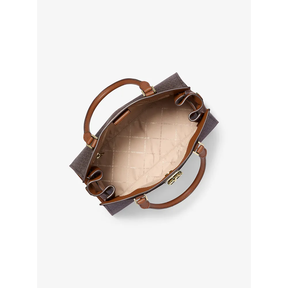 Michael Kors Bolso satchel mediano con logotipo de Hamilton | Marrón